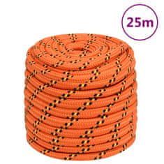 Vidaxl Vrv za čoln oranžna 16 mm 25 m polipropilen