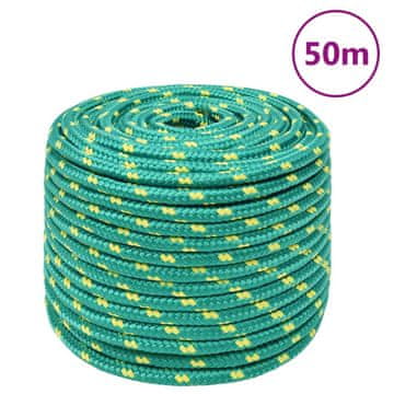 Vidaxl Vrv za čoln zelena 14 mm 50 m polipropilen