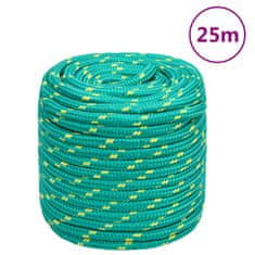 Vidaxl Vrv za čoln zelena 16 mm 25 m polipropilen