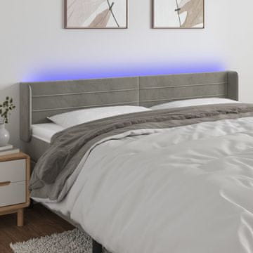Vidaxl vidaXL Vzglavje postelje z LED svetlo sivo 183x16x78/88 cm žamet
