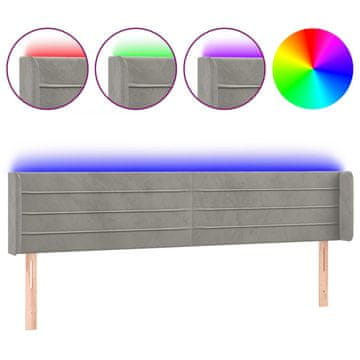 Vidaxl LED posteljno vzglavje svetlo sivo 183x16x78/88 cm žamet