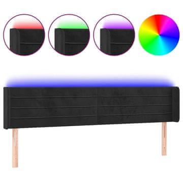 Vidaxl LED posteljno vzglavje črno 183x16x78/88 cm žamet