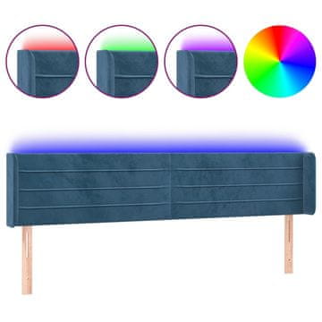Vidaxl LED posteljno vzglavje temno modro 183x16x78/88 cm žamet
