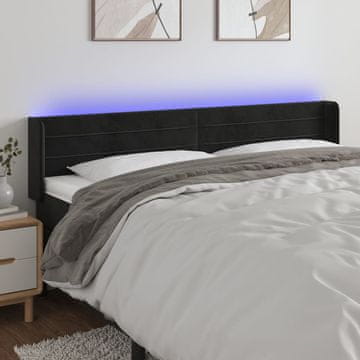 Vidaxl vidaXL Vzglavje postelje z LED diodo črno 183x16x78/88 cm žamet