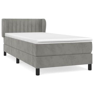 Vidaxl Box spring postelja z vzmetnico svetlo siv 90x190 cm žamet