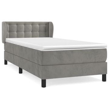 Vidaxl Box spring postelja z vzmetnico svetlo siva 80x200 cm žamet