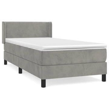 Vidaxl Box spring postelja z vzmetnico svetlo siv 90x190 cm žamet
