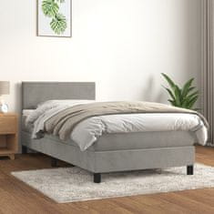Vidaxl Box spring postelja z vzmetnico svetlo siv 90x190 cm žamet