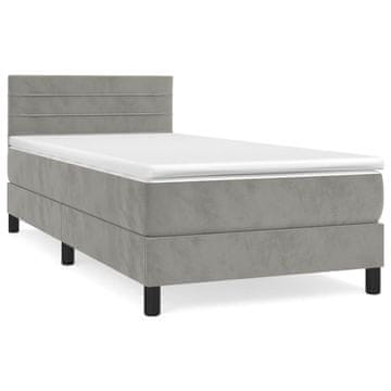 Vidaxl Box spring postelja z vzmetnico svetlo siva 80x200 cm žamet