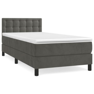 Vidaxl Box spring postelja z vzmetnico temno siva 80x200 cm žamet