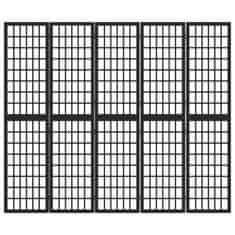 Vidaxl Zložljiv 5-delni paravan japonski stil 200x170 cm črne barve