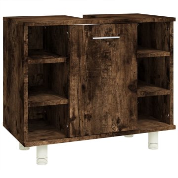 Vidaxl Kopalniška omarica dimljeni hrast 60x32x53,5 cm inženirski les