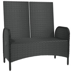 Vidaxl Nastavljiva vrtna klop z blazinami 107 cm poli ratan črna