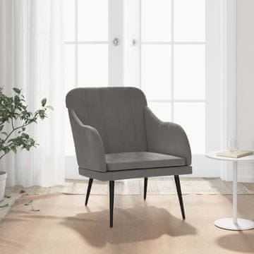 Vidaxl vidaXL Fotelj, temno siv, 63x76x80 cm, oblazinjen z žametom