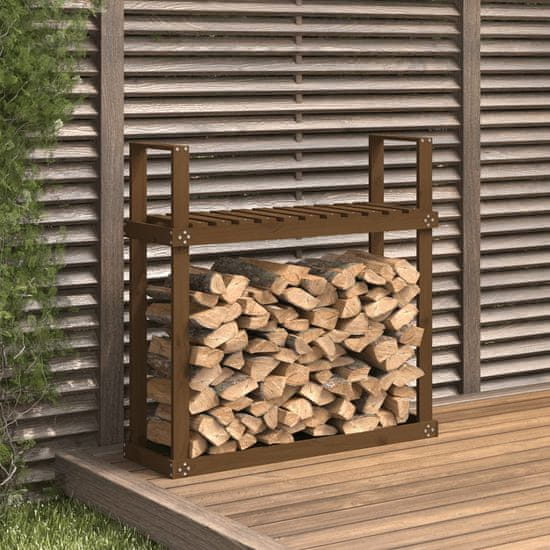 Vidaxl Stojalo za drva medeno rjavo 110x35x108,5 cm trdna borovina
