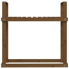 Vidaxl Stojalo za drva medeno rjavo 110x35x108,5 cm trdna borovina