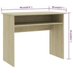 Vidaxl Pisalna miza sonoma hrast 90x50x74 cm iverna plošča