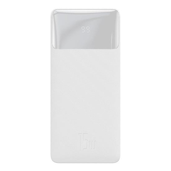 BASEUS Bipow Power Bank 10000mAh 2x USB / USB-C / micro USB 15W, biely