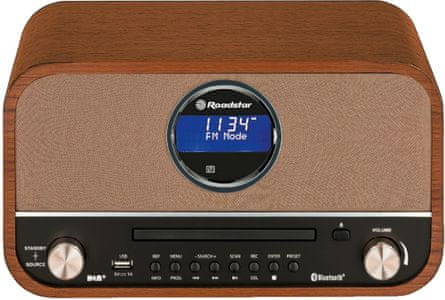 Sodoben radijski sprejemnik Roadstar HRA1782D Aux in USB vrata Aux in CD pogon kasetni pogon FM DAB retro oblikovanje