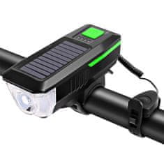 GOTEL Solarna akumulatorska LED kolesarska svetilka in sirena 2000mAh USB