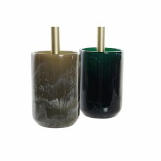DKD Home Decor Ščetka za stranišče DKD Home Decor Green Grey Resin Marble 9 x 9 x 37 cm (2 enoti)