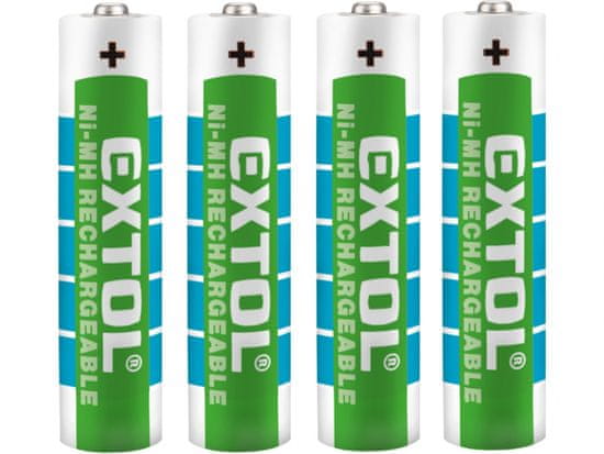 Extol Energy Baterija polnilna, 4ks, AAA (HR03), 1,2V, 1000mAh, NiMh