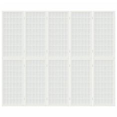 Vidaxl Zložljiv 5-delni paravan japonski stil 200x170 cm bele barve
