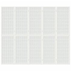Vidaxl Zložljiv 5-delni paravan japonski stil 200x170 cm bele barve