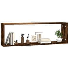 Greatstore Stenske kockaste police 4 kosi dim. hrast 80x15x26,5cm inž. les