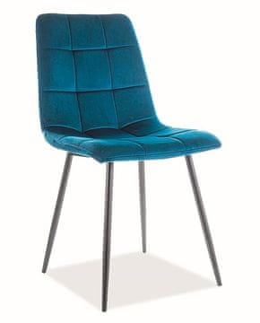 CASARREDO Oblazinjen jedilni stol MAJA ŽAMET turkizna/črna