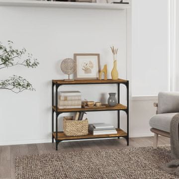 Greatstore Knjižna omara dimljen hrast 80x33x70,5 cm inž. les in jeklo