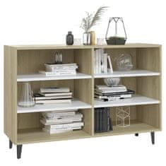 Vidaxl Komoda bela in sonoma hrast 103,5x35x70 cm iverna plošča