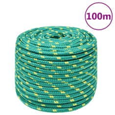 shumee vidaXL Vrv za čoln zelena 12 mm 100 m polipropilen
