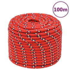 Vidaxl vidaXL Jadralna vrv, rdeča, 14 mm, 100 m, polipropilen