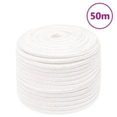 Vidaxl Vrv za čoln popolnoma bela 12 mm 50 m polipropilen