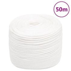 Vidaxl Vrv za čoln popolnoma bela 10 mm 50 m polipropilen