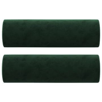 Vidaxl Okrasna blazina 2 kosa temno zelena Ø15x50 cm žamet