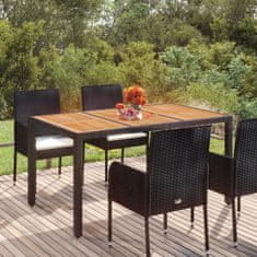 Vidaxl Vrtna miza z leseno mizno ploščo črna 150x90x75 cm poli ratan