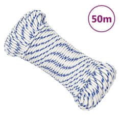 shumee vidaXL Vrv za čoln bela 5 mm 50 m polipropilen