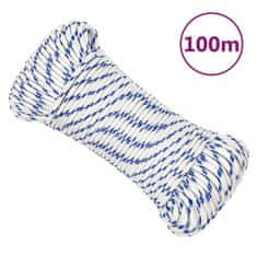 shumee vidaXL Vrv za čoln bela 5 mm 100 m polipropilen
