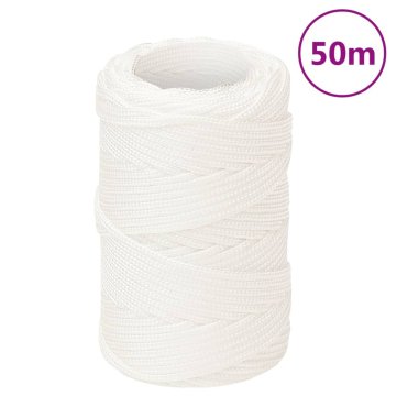 Vidaxl Vrv za čoln popolnoma bela 2 mm 50 m polipropilen