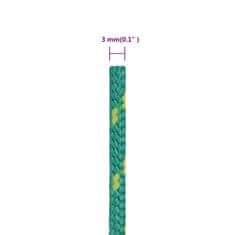 Vidaxl Vrv za čoln zelena 3 mm 50 m polipropilen