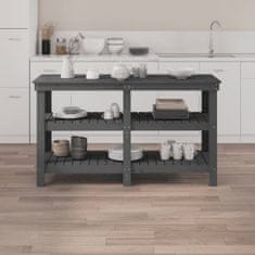 Vidaxl Delovna miza siva 142,5x50x80 cm trdna borovina