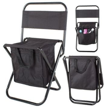 Verkgroup Turistični zložljiv ribiški stol s termo hladilno torbo in naslonjalom črn