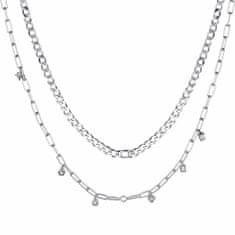 Rosato Dvojna srebrna ogrlica s cirkoni Storie RZC021