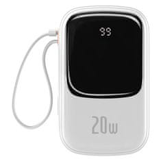 BASEUS powerbank qpow pro s kablom usb-c, usb-c, usb, 20000mah, 20W (bela)