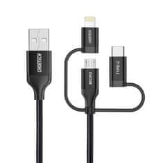 Choetech USB kabel MFI Lightning USB tip C mikro USB 3v1 1,2 m črn