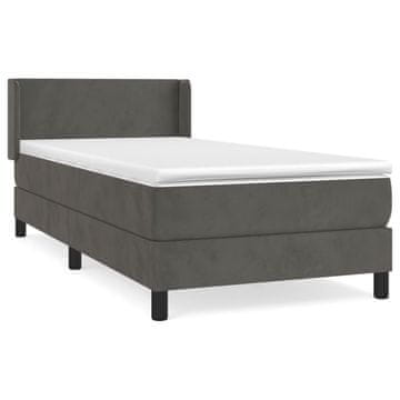 Vidaxl Box spring postelja z vzmetnico temno siv 90x190 cm žamet