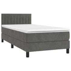 Greatstore Box spring postelja z vzmetnico temno siv 90x190 cm žamet