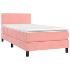 Greatstore Box spring postelja z vzmetnico roza 90x190 cm žamet